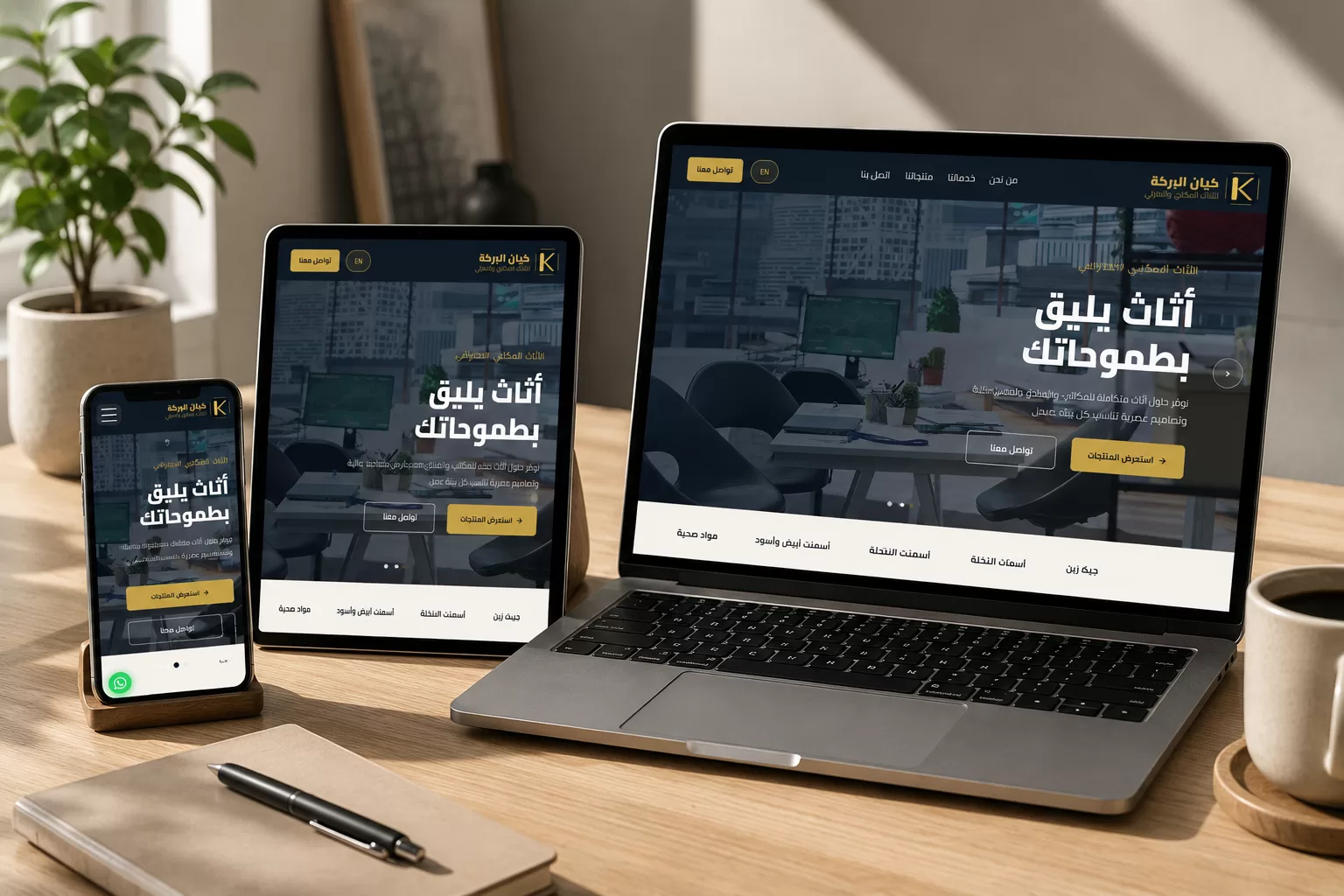 واجهة موقع تصميم وتطوير موقع كيان البركة من تنفيذ المبرمجة