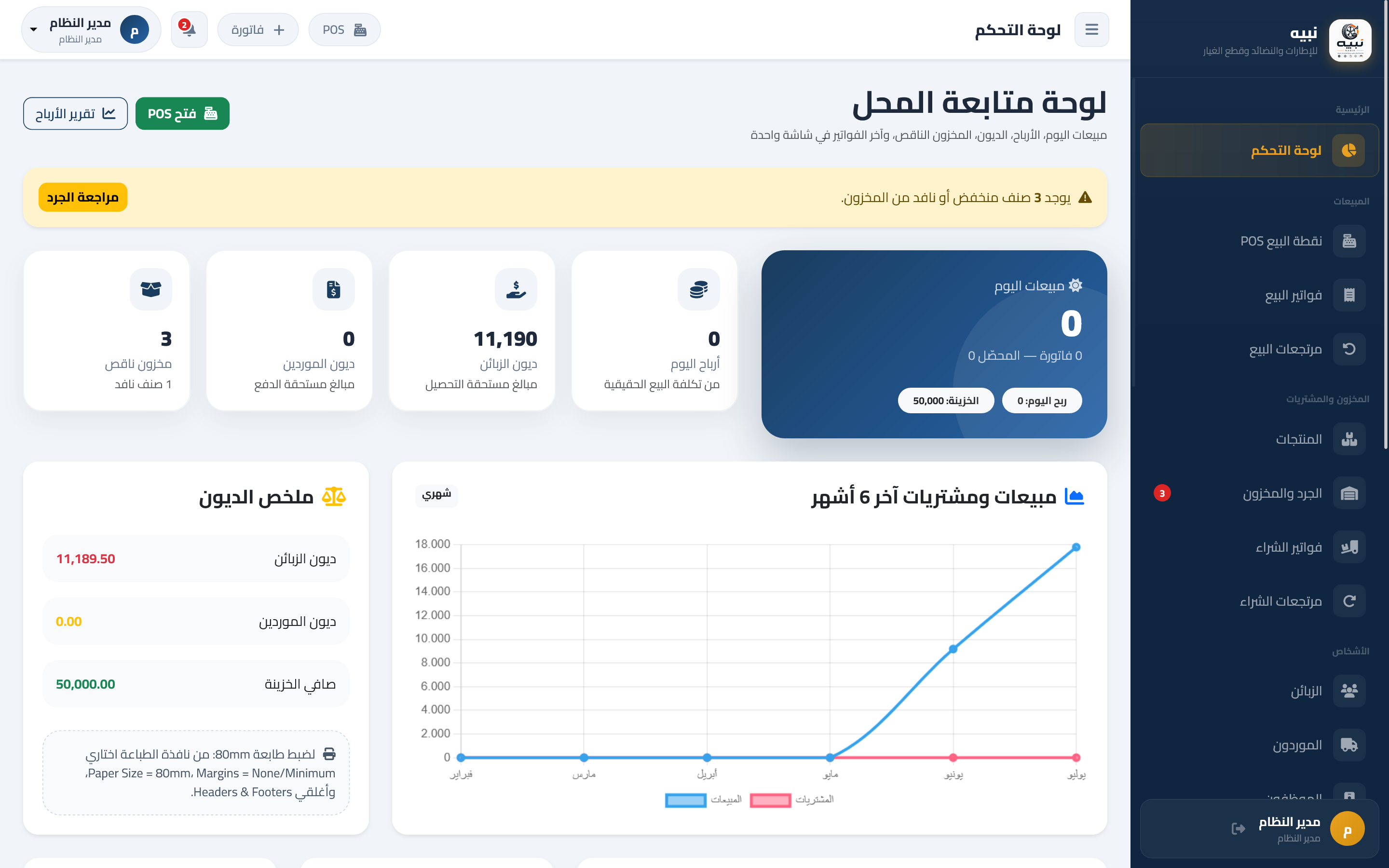نبيه – نظام إدارة الإطارات والنضائد وقطع غيار السيارات — صورة 1