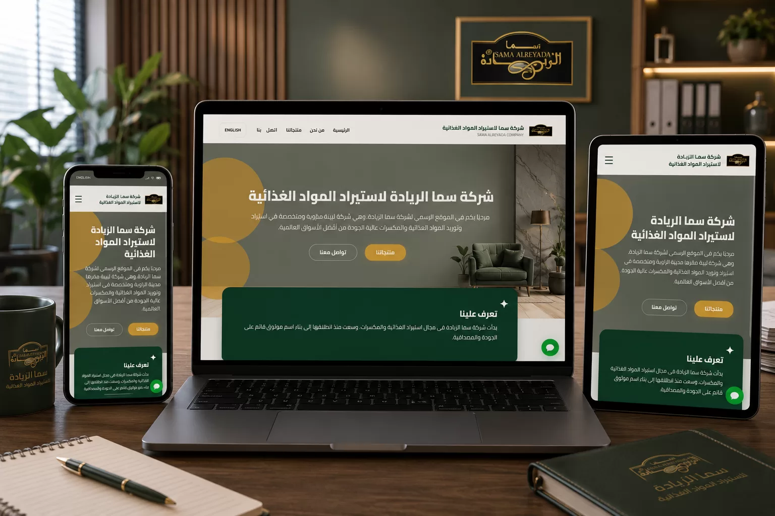 واجهة موقع تصميم وتطوير موقع سماء الريادة من تنفيذ المبرمجة